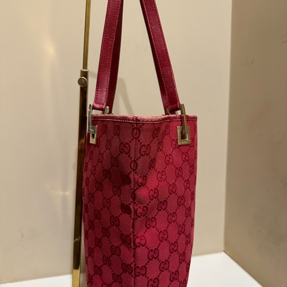 Gucci GG Guccissma Small Red Leather and Canvas Tote - Picture 2 of 10